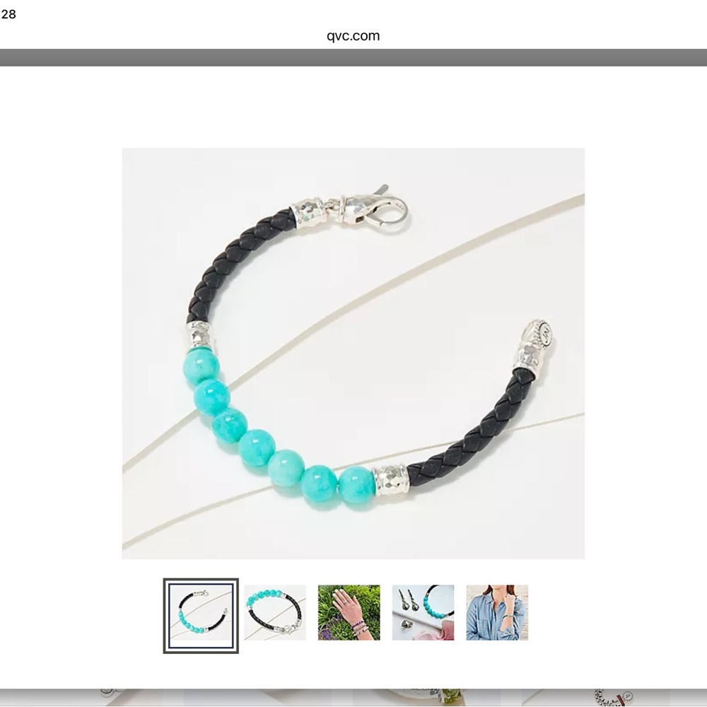 JAI by John Hardy Sterling Silver Leather & Amazonite Bead Bracelet